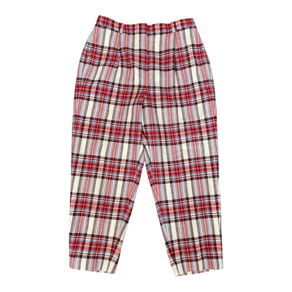 J. Crew Womens Tapered Leg Wool Pants Size 12 Vintage Plaid Nello Gori Italy